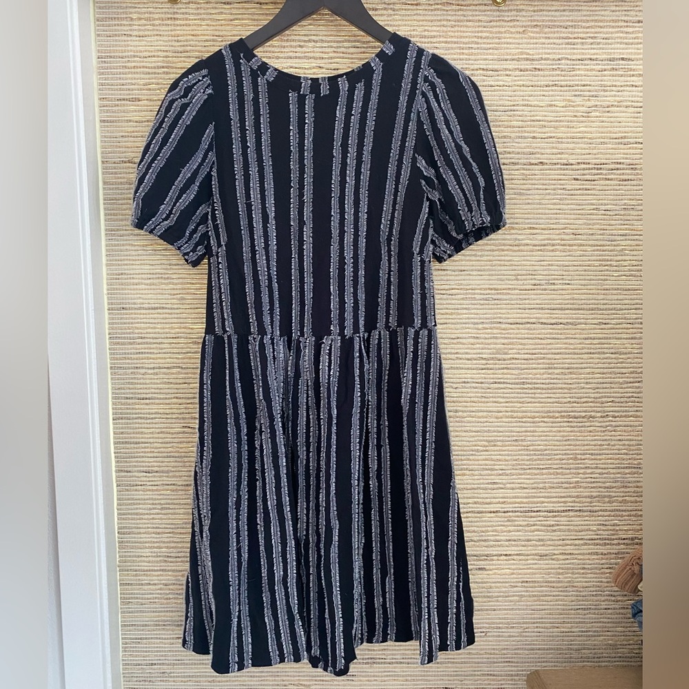LOFT Navy and White Vertical Stripe Mini Dress